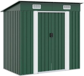 vidaXL Magazie de grădină din metal verde