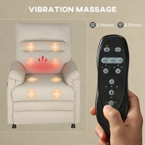 HOMCOM Fotoliu Relaxant Electric cu Masaj și Încălzire, cu Suport pentru Picioare, Silențios, Reclinabil 150° în Material Catifelat Prietenos cu Animalele, cu Funcție de Memorare, 2 Telecomenzi pentru Sufragerie, Bej | Aosom Romania