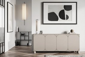 Comodă Sonatia II 200 cm cu patru uși - casmir / picioare sferice