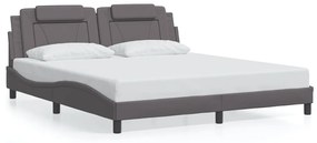 3214039 vidaXL Cadru de pat cu lumini LED, gri, 180x200 cm, piele ecologică