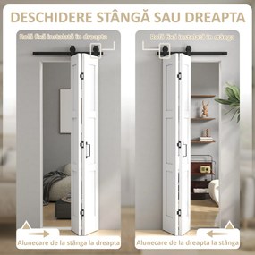 HOMCOM Ușă Culisantă Pliabilă pentru Interior 71.2x213.4cm, Șină Silențioasă din Oțel, Mâner, Ghidaj, Role, Ușă de Interior Rustică, din MDF și Lemn de Pin, Impermeabilă, pentru Bucătărie, Baie | Aosom Romania