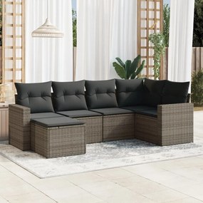 vidaXL Set mobilier grădină cu perne, 6 piese, gri, poliratan