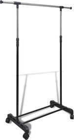 vidaXL Cuier de haine reglabil, 4 roți, 1 bară suspendată
