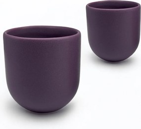 Set 3 Pahare Cafea NOVUM Velaris Purple Dynastia - 250 ml, 150 ml, 80 ml (Mov Regal Mat) - Gresie Ceramica Glazurata Manual