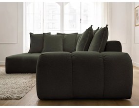 Colțar verde extensibil/cu spațiu de depozitare cu tapițerie din chenille (cu colț pe partea stângă/în formă de ”L”) Everest – Bobochic Paris