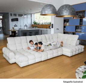 Set canapea extensibilă cu funcţie de extensie electrică, bej-gri Taupe, pe stânga, TOLLO L ROH