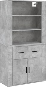 vidaXL Dulap înalt, gri beton, lemn prelucrat