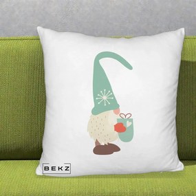 Perna Decorativa Gnom Nordic cu Cana Calda Menta, 40x40 cm, Alb Pufos, Husa Detasabila, Perna Inclusa, BEKZ®