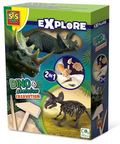 Set creativ Dino si excavarea scheletului 2 in 1 - Triceratops