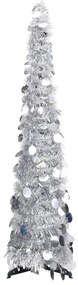Brad de Craciun artificial tip pop-up, argintiu, 120 cm, PET 1, Argintiu, 120 cm