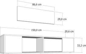 Comoda TV, Hanah Home, Kodaks L3, 150x33.2x29.6 cm, Antracit