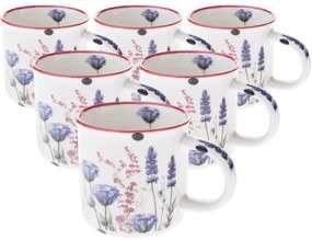 Set de 6 căni din porțelan Pajiște de vară 230 ml, mov