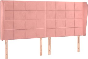 vidaXL Tăblie de pat cu aripioare, roz, 163x23x118/128 cm, catifea