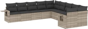 vidaXL Set canapele de grădină cu perne 10 piese gri deschis poliratan