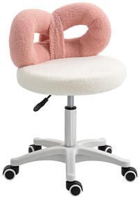 HOMCOM Scaun rotativ cu înălțime reglabilă din țesătură albă și roz | Aosom Romania