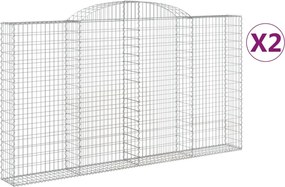 vidaXL Coșuri gabion arcuite 2 buc. 300x30x160/180 cm fier galvanizat
