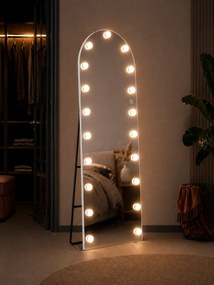 Oglindă Arcuită cu becuri LED, Iluminare Reglabilă, 3 Culori, Control Touch, Sticlă HD, cu Suport, 160x50 cm