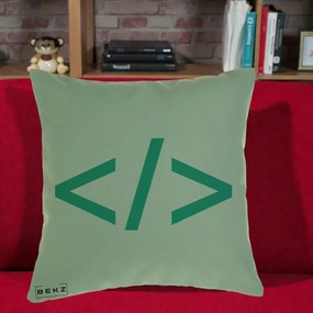 Perna Personalizata Cod HTML Turcoaz, 40x40 cm, Verde, Husa Detasabila, Perna Inclusa, BEKZ®