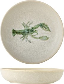 Bol mare din ceramică cu homar verde pictat, D29×H6,5 cm, „Hadden"