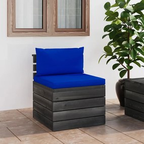 Canapea de gradina din paleti, de mijloc, cu perne, lemn pin 1, Albastru, canapea de mijloc