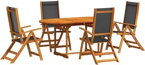 vidaXL Set mobilier de grădină, 5 piese, lemn masiv acacia/textilenă