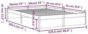 Cadru de pat Small Double 4FT maro miere 120x190 cm lemn masiv maro miere, 120 x 190 cm