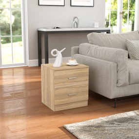 HOMCOM Masuta de Noapte cu 2 Sertare Masuta Auxiliara pentru Sufragerie Dormitor Incarcare 30 kg 45x39,5x49 cm Lemn Natural | Aosom Romania