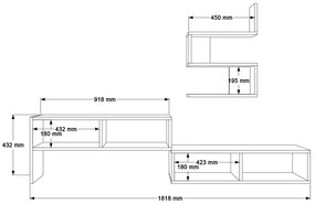 Set mobilier living Kakomo, Pako World, Alb, 170x29x43 cm