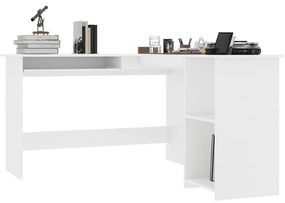 Birou de colt in forma de L, alb, 120 x 140 x 75 cm, PAL Alb