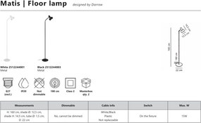 Lampadar/Lampa de podea Design Nordic, Matis alb