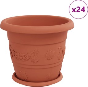 vidaXL Ghivece pentru plante 24 pcs Roșu cărămidă Ø 26 x 21.5 cm