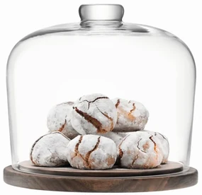 Capac City & platou din lemn de nuc, diametru 22 cm, transparent, LSA, Handmade