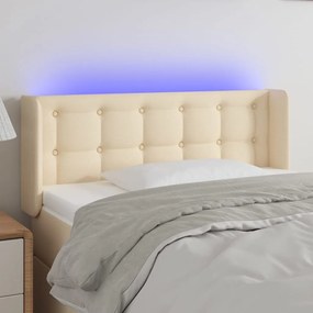 vidaXL Tăblie de pat cu LED, crem, 83x16x78/88 cm, textil