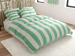 Lenjerie de pat din bumbac STRIPES alb-verde Dimensiune lenjerie de pat: 70 x 90 cm | 140 x 200 cm