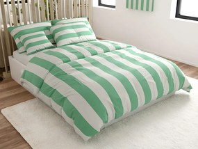Lenjerie de pat din bumbac STRIPES alb-verde Dimensiune lenjerie de pat: 70 x 90 cm | 140 x 220 cm