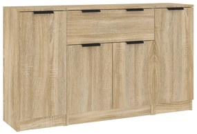 vidaXL Servante, 3 piese, stejar sonoma, lemn prelucrat