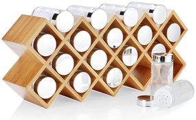 Suport pentru condimente din bambus, cu 18 piese
