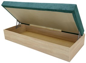 Pat de o persoană (canapea) 85 cm Idona (smaragd) (cu somieră și saltea) (cu sp. depozitare). 1098589