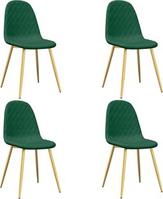 vidaXL Scaune de bucătărie, 4 buc., verde închis, catifea