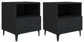 812027 vidaXL Noptiere, 2 buc., negru, lemn prelucrat