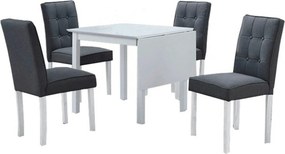 Set masa extensibila cu 4 scaune BJORK NEW, alb/gri inchis, stofa clas