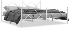 376576 vidaXL Cadru de pat metalic cu tăblie, alb, 200x200 cm