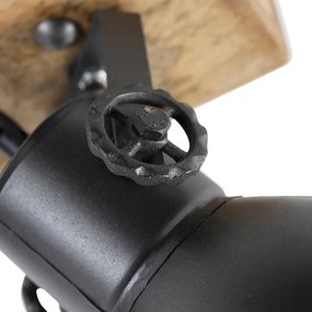 Spotlight industrial gri închis cu lemn de mango cu 2 lumini - Mangoes