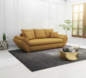 Canapea extensibilă dumonde cu ladă de depozitare si sezut confortabil din spuma high-density, Loana Ambience Mustar 250x100 cm