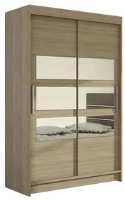 Expedo Dulap dormitor cu uşi glisante FLORIA V cu oglindă, 120x200x58, Sonoma