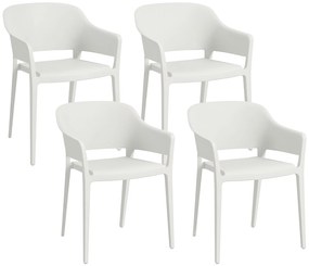 Outsunny Set din 4 Scaune de Grădină, Scaune Stivuibile de Exterior cu Spătar Înalt și Cotiere, 56x54.5x77.5 cm, Alb | Aosom Romania
