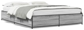 3279845 vidaXL Cadru de pat, gri sonoma, 140x200 cm, lemn prelucrat și metal