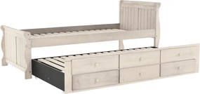 Pat cu pat suplimentar, alb antic, 90x200, ANTIKO