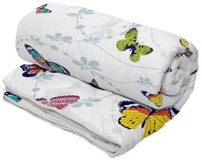 Pilota Alcam fluturi multicolori, microfibra matlasata, 200x220 cm, 250g/mp