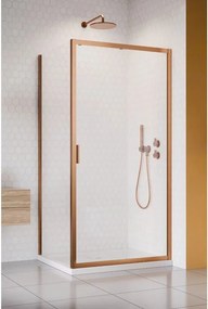 Cabina de dus dreptunghiulara cu usa glisanta Radaway Alienta 110x90 cm cupru periat-transparent